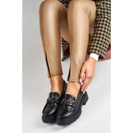 La.Fi Mocassins noirs sur plateforme en cuir écologique 2