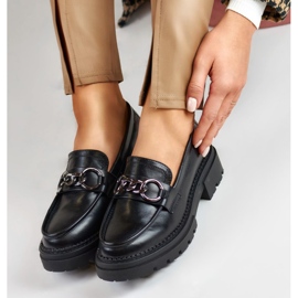 La.Fi Mocassins noirs sur plateforme en cuir écologique 1