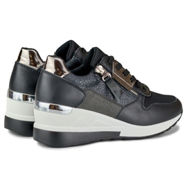 Élégantes chaussures de sport compensées noires le noir 1 Élégantes chaussures de sport compensées noires le noir 1