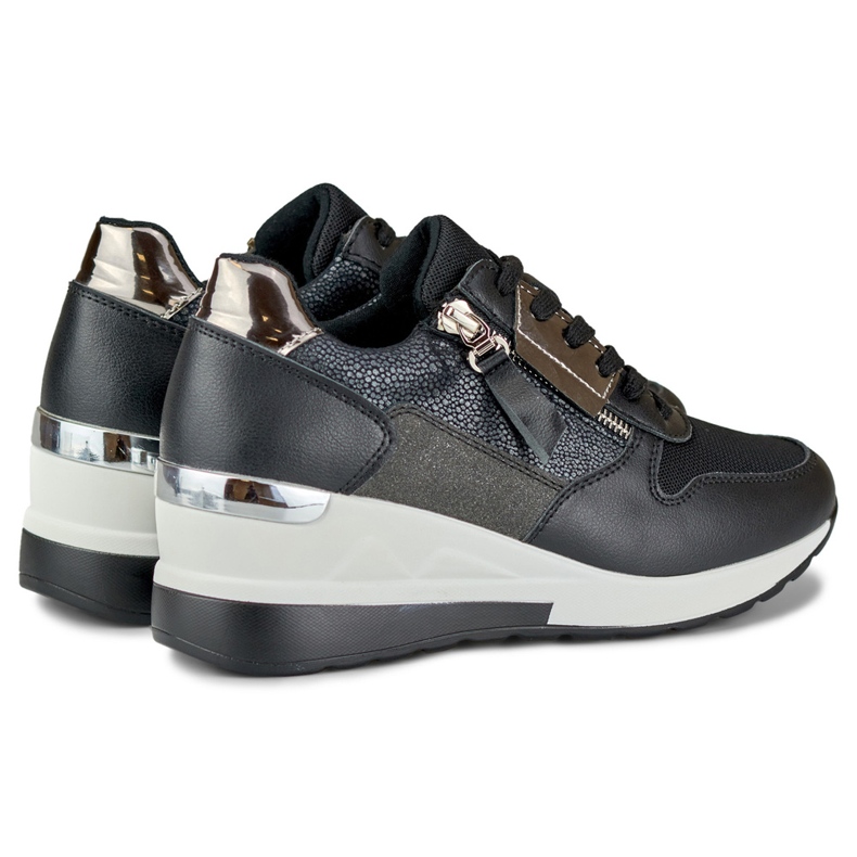 Élégantes chaussures de sport compensées noires le noir 1 Élégantes chaussures de sport compensées noires le noir 1