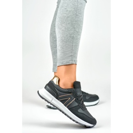 Baskets noires pour femme avec un ajout doré le noir 5