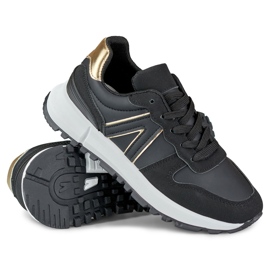 Baskets noires pour femme avec un ajout doré le noir 2