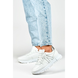 Baskets blanches pour femme avec bordure argentée 2
