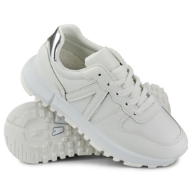 Baskets blanches pour femme avec bordure argentée 5