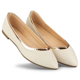 Ballerines beiges pour femme avec une addition dorée 5