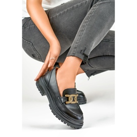 Mocassins noirs à boucle dorée le noir 4