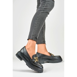 Mocassins noirs à boucle dorée le noir 3