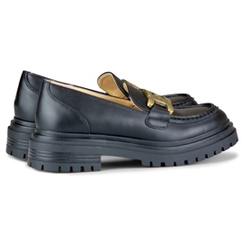 Mocassins noirs à boucle dorée le noir 1