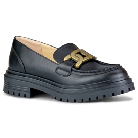 Mocassins noirs à boucle dorée le noir 5