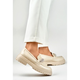 Richelieus beiges avec zircons 1 Richelieus beiges avec zircons 1