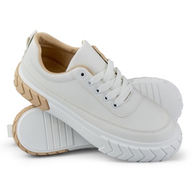 Baskets blanches en éco-cuir pour femmes beige 1