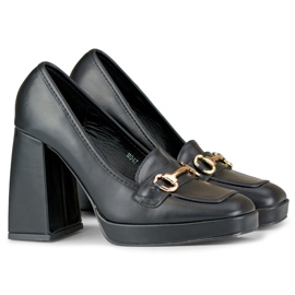 Mocassins noirs à talon haut confortable le noir 1