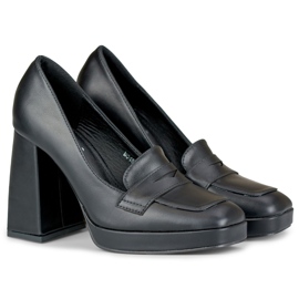 Mocassins à la mode sur un poteau haut et large le noir 5