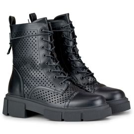 Bottines à lacets noires ajourées femme le noir 7