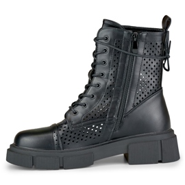 Bottines à lacets noires ajourées femme le noir 8