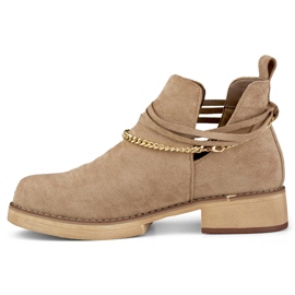 Bottes femme beiges avec une chaîne 2