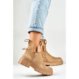 Bottines compensées beiges femme 7