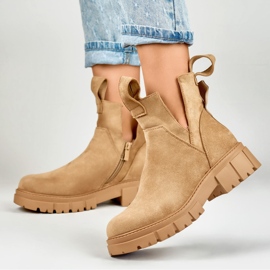 Bottines compensées beiges femme 8