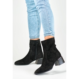 Bottines femme noires ajourées sur petit talon le noir 3