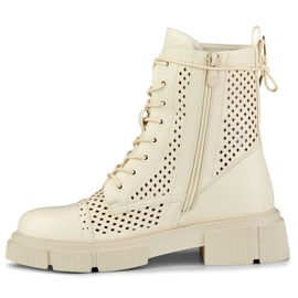 Bottines femme ajourées beige à lacets 2