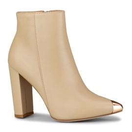 Bottes beige foncé pour femme avec une pointe décorative 5