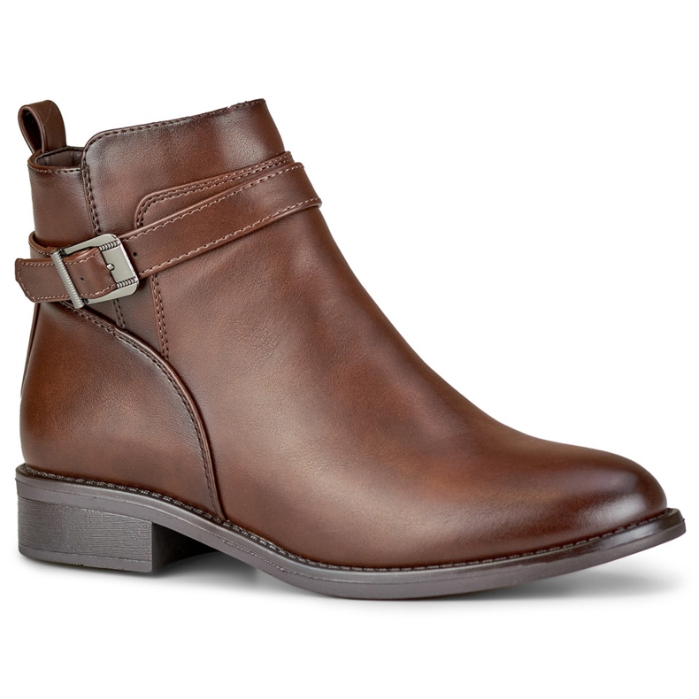 Bottes élégantes pour femmes marron à semelle plate beige 1