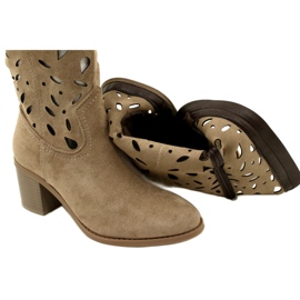 M.Daszyński Bottes Femme Daim Ajouré MR2337-3 Beige 5