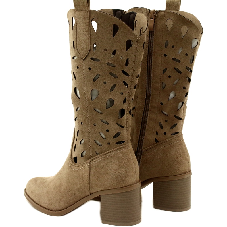 M.Daszyński Bottes Femme Daim Ajouré MR2337-3 Beige 4