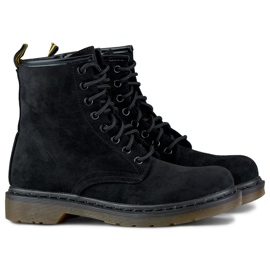 Bottes de travail nouées en daim noir pour femme le noir 3