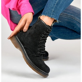 Bottes de travail nouées en daim noir pour femme le noir 6