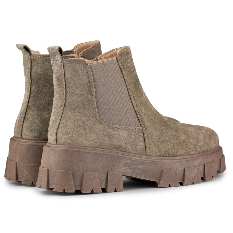 Bottes marron pour femme à semelle épaisse beige 1