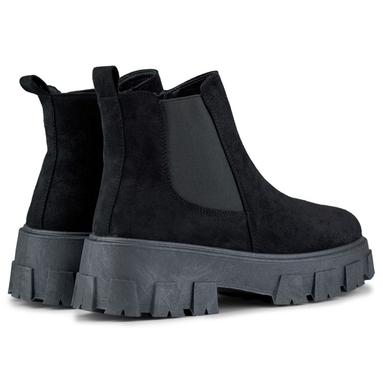 Bottines noires pour femme à semelle épaisse le noir 2 Bottines noires pour femme à semelle épaisse le noir 2