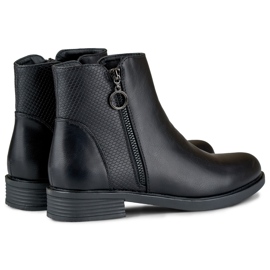 Bottes plates noires pour femmes en éco-cuir 1