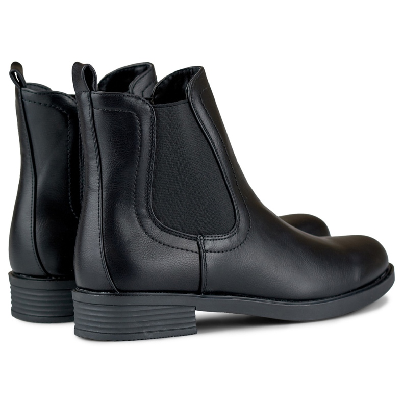 Bottines Chelsea noires classiques pour femmes en cuir écologique le noir 1