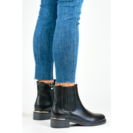 Bottes noires à talons plats pour femmes en éco-cuir 2