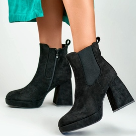 Bottes noires en daim pour femmes sur un talon haut beige 6