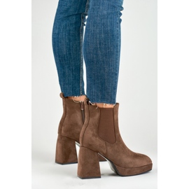 Bottines femme en daim marron à talon haut brun 4