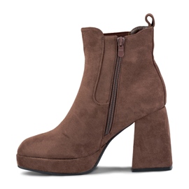 Bottines femme en daim marron à talon haut brun 2