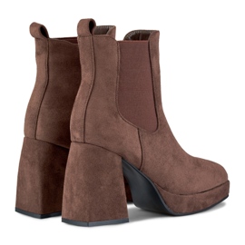 Bottines femme en daim marron à talon haut brun 3