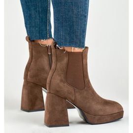 Bottines femme en daim marron à talon haut brun 6
