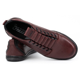 Polbut Chaussures décontractées en cuir pour hommes 2121/2 bordeaux multicolore 5