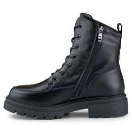 Bottines à lacets noires pour femme en cuir naturel 1