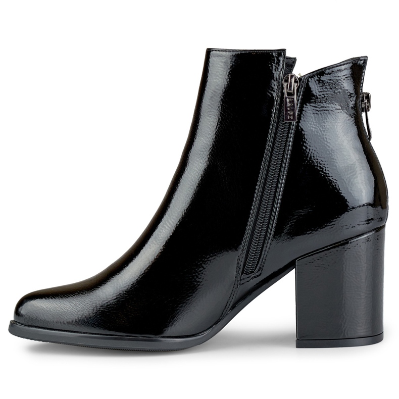 Bottines laquées pour femme à dessus ajouré de Charlotte noir 1