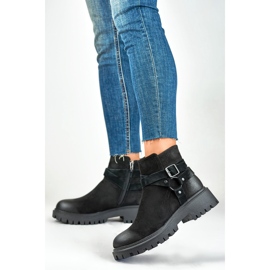 Bottines femme en daim noir avec décoration Aline noire le noir 3