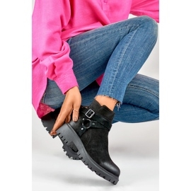 Bottines femme en daim noir avec décoration Aline noire le noir 5