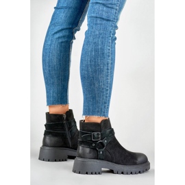 Bottines femme en daim noir avec décoration Aline noire le noir 4