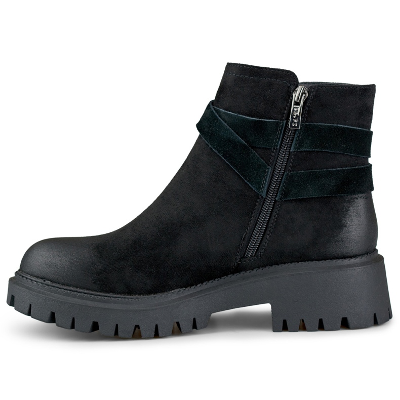 Bottines femme en daim noir avec décoration Aline noire le noir 1