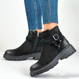 Bottines femme en daim noir avec décoration Aline noire le noir 6