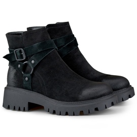 Bottines femme en daim noir avec décoration Aline noire le noir 2