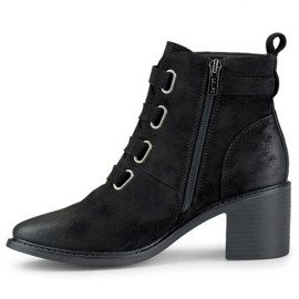 Bottines à talons bas pour femme en daim noir de Salin le noir 1